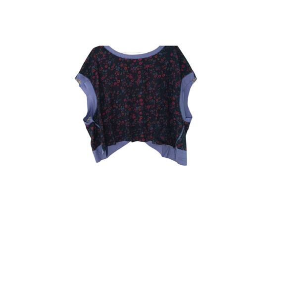 New Natural Life Cut It Out Tee XL Charcoal Floral Open Back Cotton Top - Picture 3 of 14